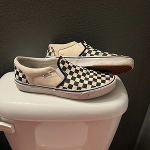 Checkered slip on vans